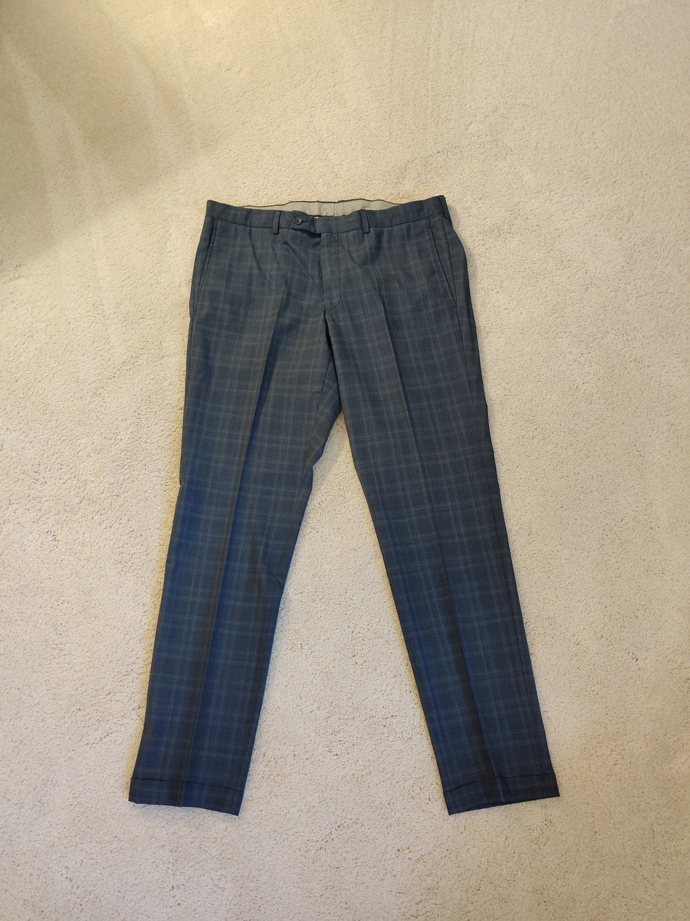 Men's Blue Plaid Dress Pants